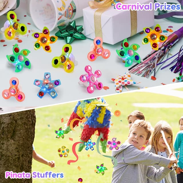 Detalle de 24PCS LED Light Up Fidget Spinner Rings (Glow Party Favor Rings) for Kids, Bulk for Classroom Prizes & Goodie Bags