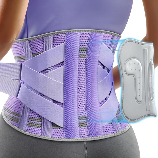 Detalle de Rakiie Women’s Back Support Belt (XL, Purple) with 3D Silicone Pad
