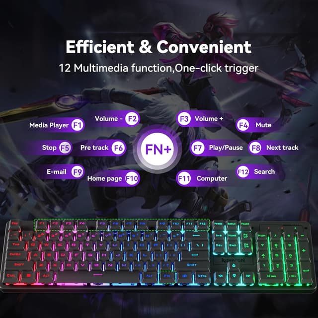 Thumbnail 6 de Redragon S107KS Tri-Mode Wireless Gaming Keyboard and Mouse Combo (RGB, 2.4G/BT/Cabled, 10,000 DPI)