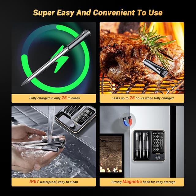 Detalle de Inkbird INT-14-BW Fleischthermometer kabellos mit WiFi 2.4G & Bluetooth 5.4