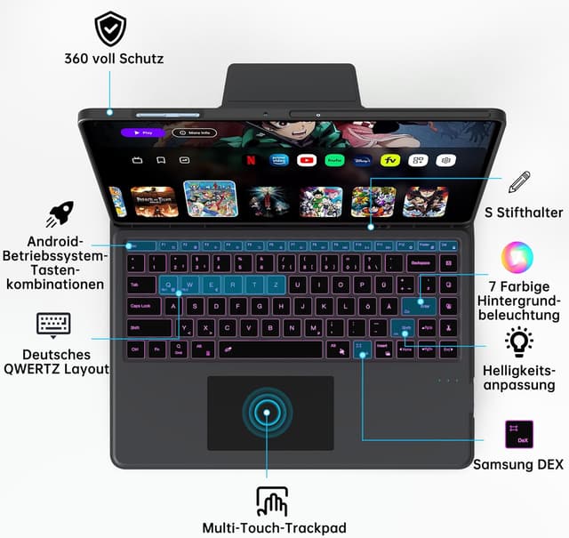 Detalle 1 de Galaxy Tab Ultra 14,6 Zoll Folio Hülle mit Tastatur