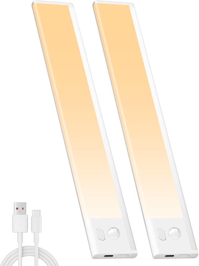 Detalle de LED Schrankbeleuchtung mit Bewegungsmelder, USB-wiederaufladbar & dimmbar (magnetische Unterbauleuchte, 23 cm)