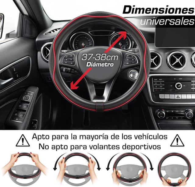 Thumbnail 2 de Upgrade4cars Funda Volante Rojo Negro 37-38 cm