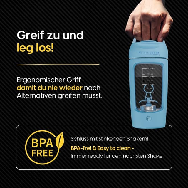 Thumbnail 6 de STARKSHAKE® V4 – elektrischer Protein-Shaker mit USB‑C, 8.000 UPM und STARKPOD (blau)