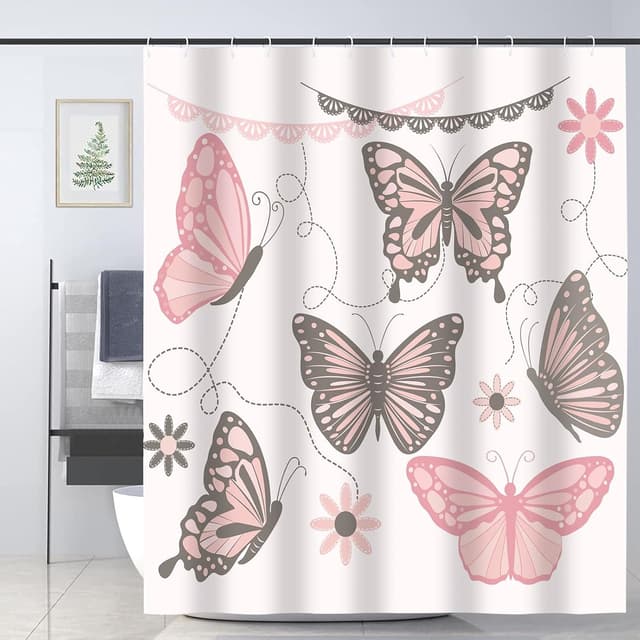 Thumbnail 1 de JOOCAR Design Shower Curtain Butterfly Lace 180cm
