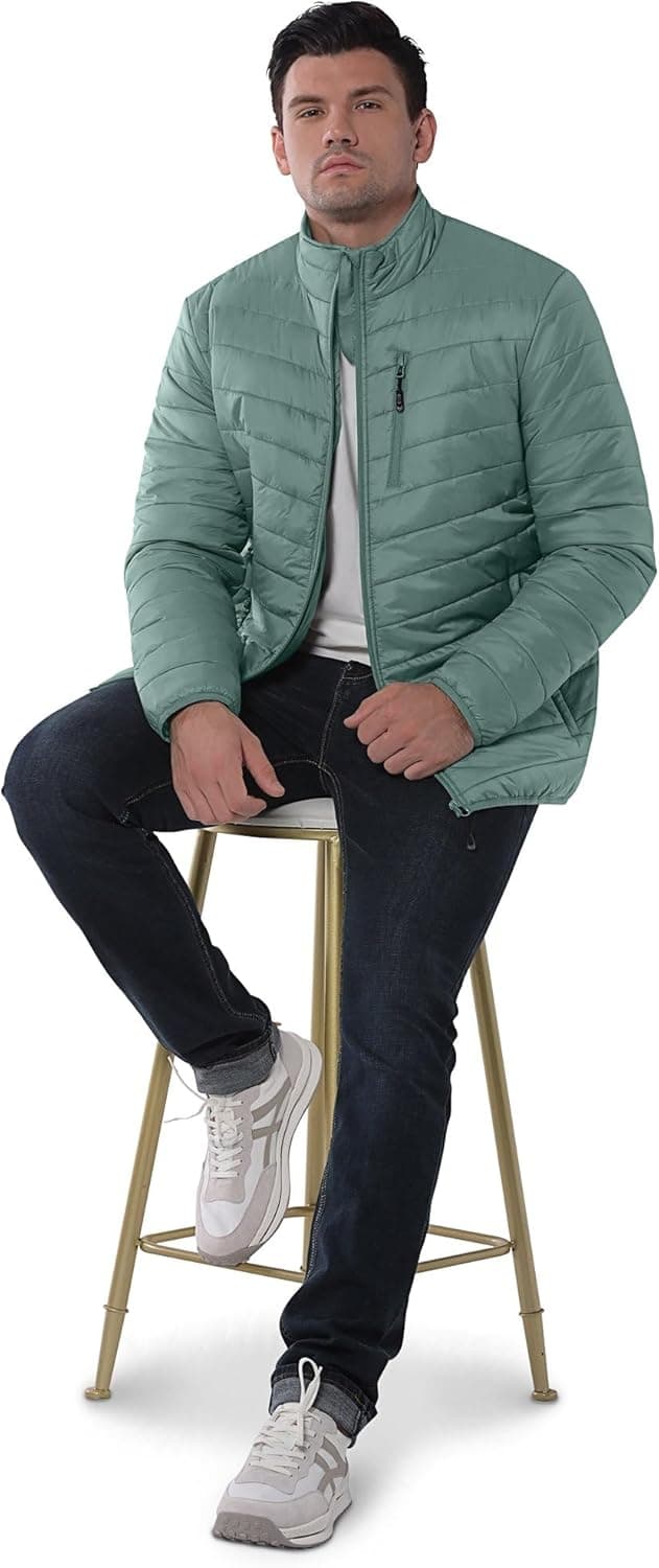 Detalle 2 de 33,000ft Herren-Steppjacke leichte Übergangsjacke in Daunenjacken-Optik (packbar)