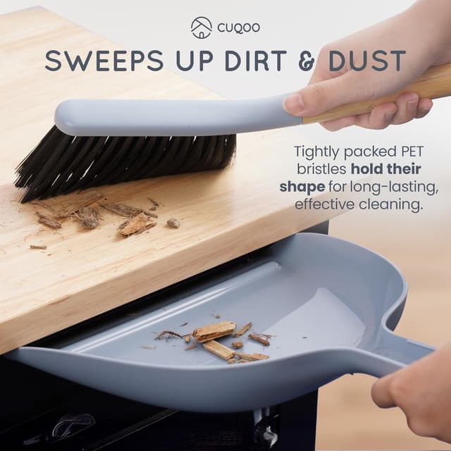 Detalle 2 de CUQOO Dustpan and Brush Set Compact Bamboo