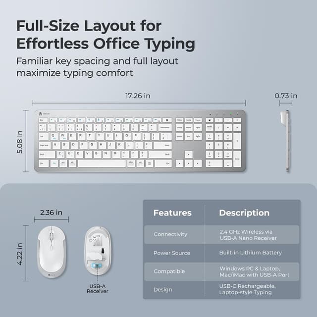 Thumbnail 6 de iClever Wireless Keyboard and Mouse Set 90h