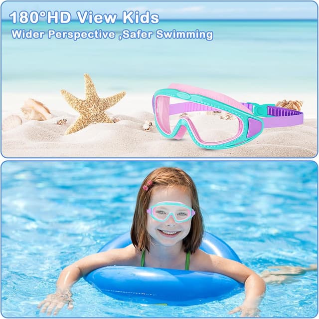 Detalle 2 de Mezere Kids Swimming Goggles (Ages 6–14) Anti-Fog & UV Protection, Non-Leaking Swim Glasses