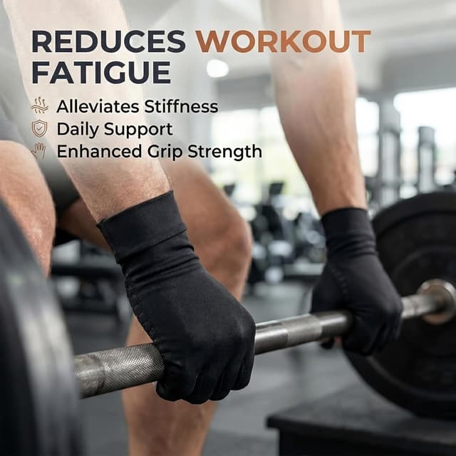 Detalle de AovYoo 2 Pairs Copper Compression Gloves (M) for Arthritis, Raynaud’s and Wrist Support