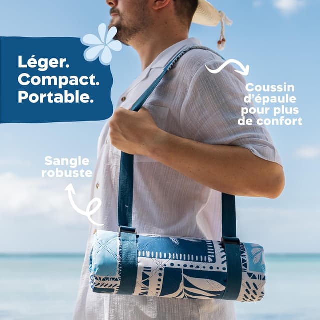 Detalle de Twinzee Couverture de pique-nique 200 x 200 cm imperméable, anti-sable et lavable