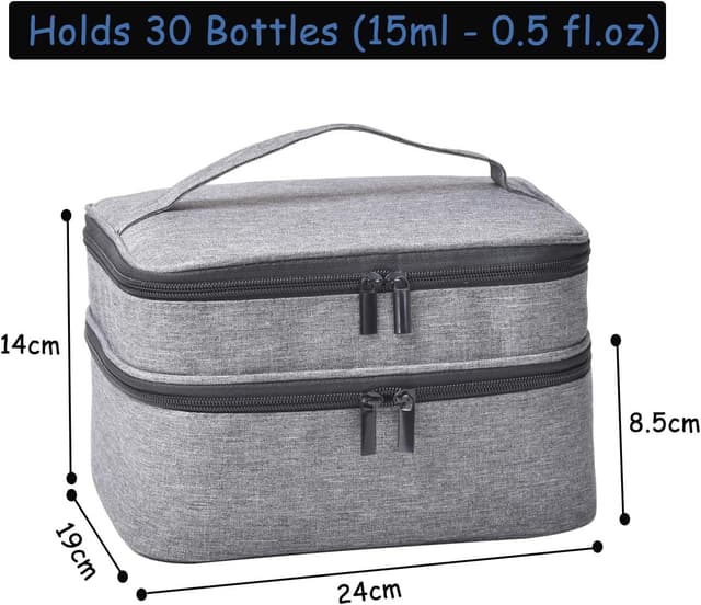 Detalle 2 de Nail Polish Carrying Case Bag for up to 30 Bottles – Double-Layer Storage & Padded Protection