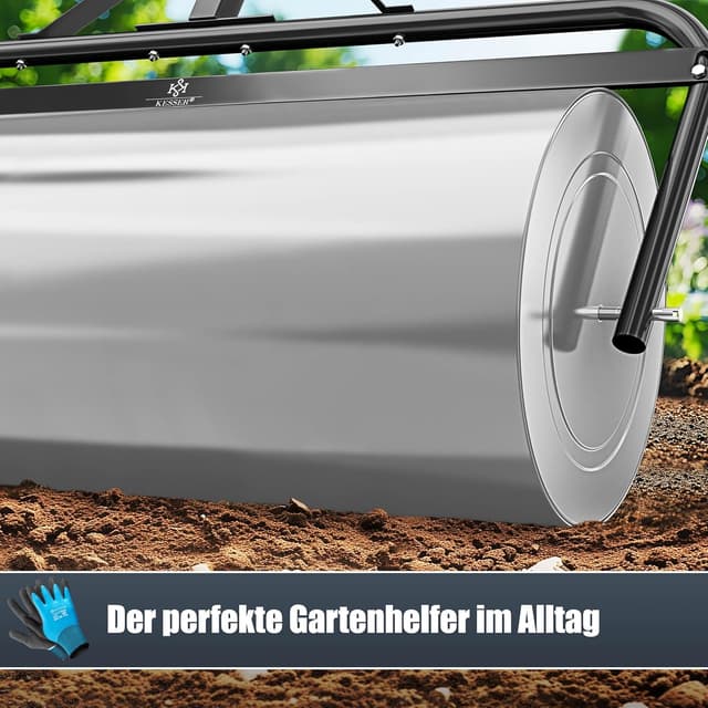 Thumbnail 6 de KESSER® Rasenwalze Metall, befüllbar mit Wasser oder Sand (63 Liter) – 99 cm Arbeitsbreite, inkl. Handschuhe