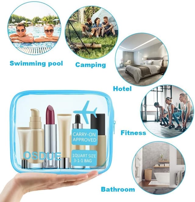 Thumbnail 6 de OSDUE Kit Viaggio Liquidi da valigia con 3 borse trasparenti TSA (3-1-1)