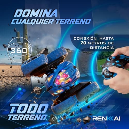 Detalle 2 de RENKKAI Coche Teledirigido para Niños con giros 360º y luces LED (2.4Ghz)