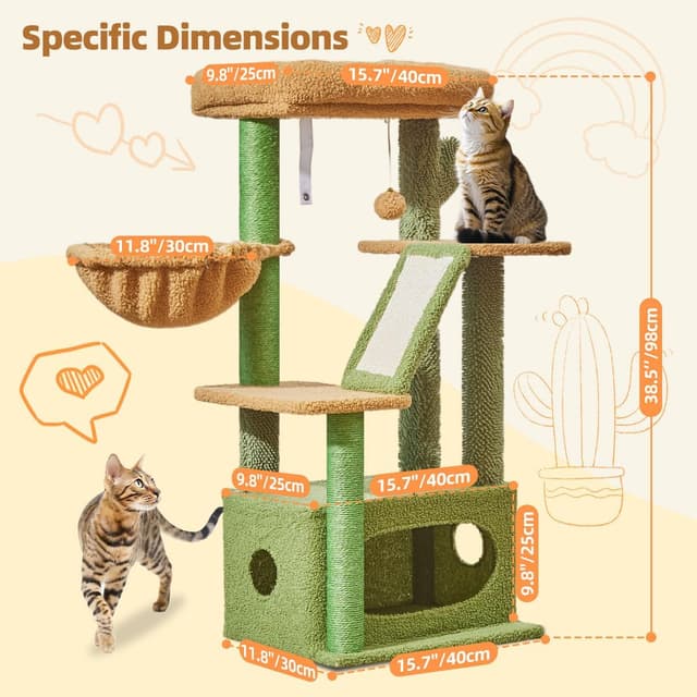Thumbnail 2 de Taoqimiao Cat Tree 98cm for Indoor Cats