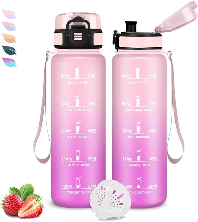 Imagen de Botella de Agua 1L con Marca de Tiempo 🚰 Para Gimnasio y Camping en OfertitasTOP