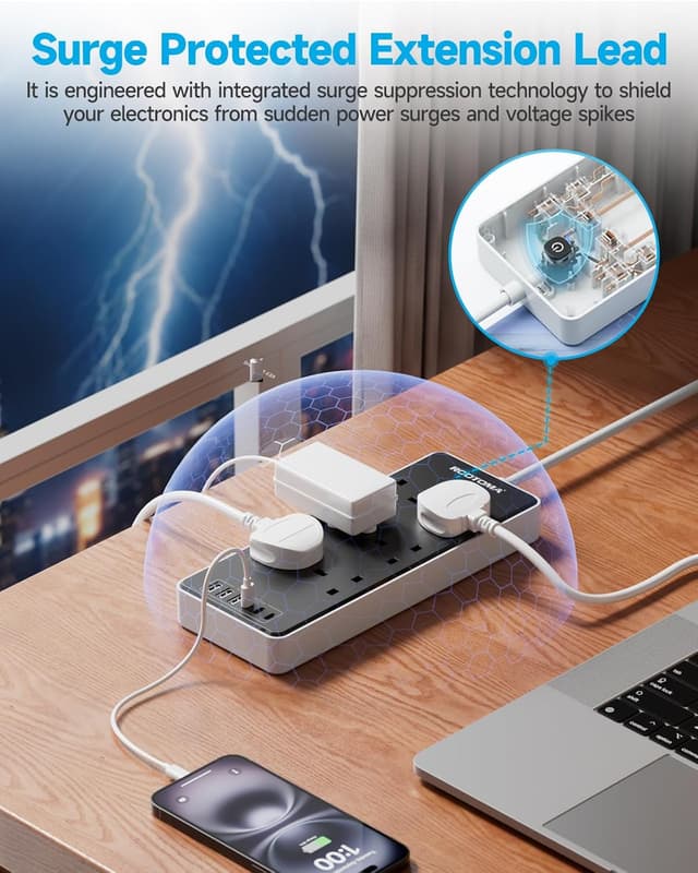 Thumbnail 3 de Extension Lead with USB Slots 6-Way Surge