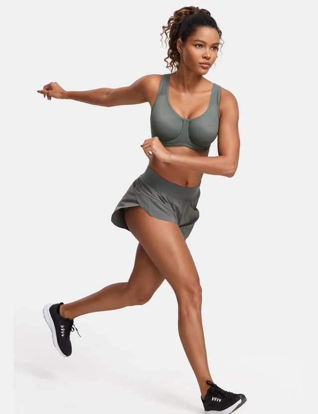 Detalle de SYROKAN Damen High-Impact Sports-BH mit Bügel für große Größen (Starker Halt, große Brust)