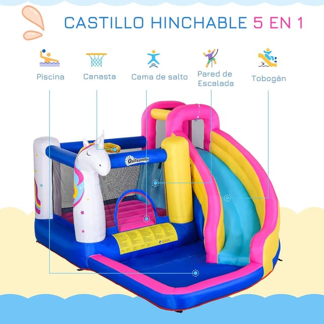 Thumbnail 2 de Outsunny Castillo Hinchable Unicornio 360x305x210 cm