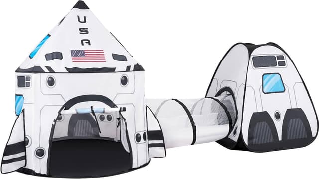 Imagen de JOYIN White Rocket Ship Pop up Play Tent Kids spaceship tent 🎪 en OfertitasTOP