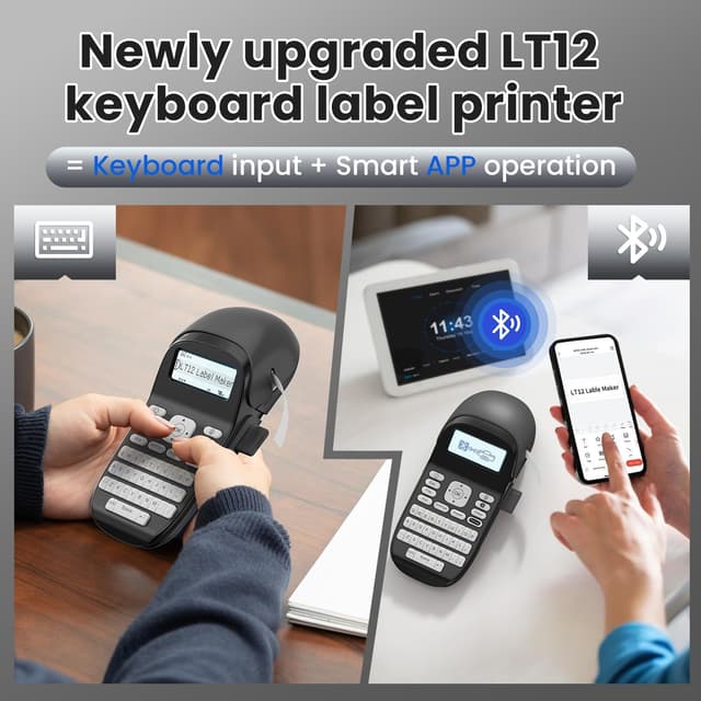 Detalle 2 de Phomemo LT12 étiqueteuse portable Bluetooth avec clavier QWERTY (gris)