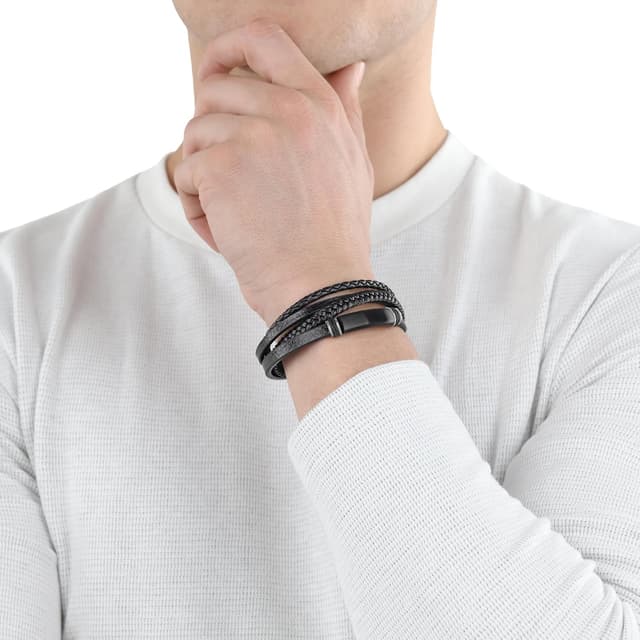 Thumbnail 1 de s.Oliver Bracciale acciaio pelle uomo 20+1,5 cm