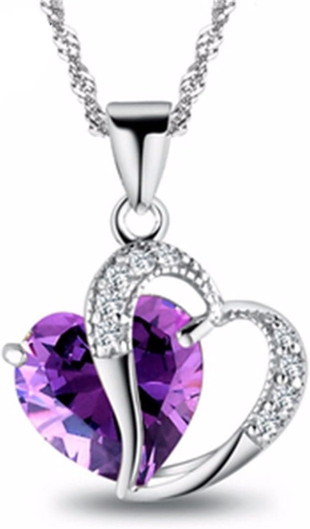 Thumbnail 6 de Uloveido Halskette mit Doppelherz-Anhänger und Kristall (blau/rosa)