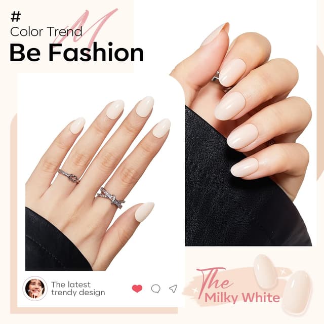 Detalle de modelones Short Press on Nails Oval Fake Nails Kit (32 pcs, 16 sizes) with Nail Glue & Adhesive Tabs