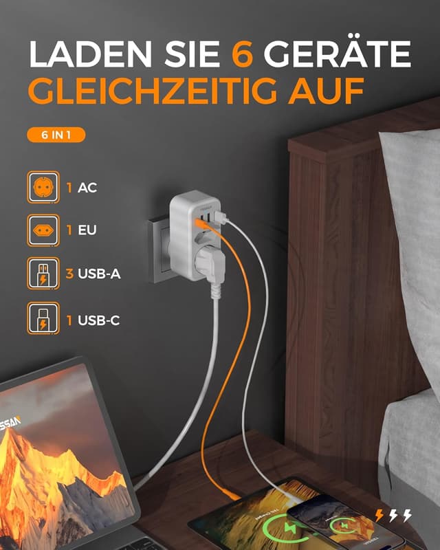 Thumbnail 3 de TESSAN Adapter Australien 6 in 1