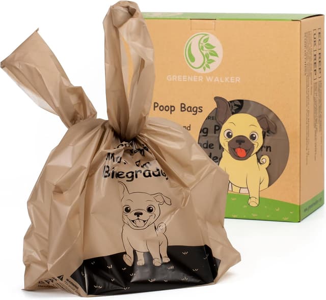 Detalle de Greener Walker tie-handle dog poo bags (300 count) – leak-proof, thick and biodegradable