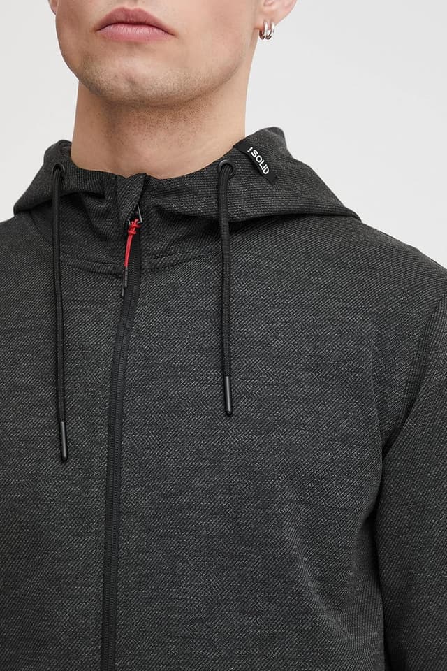 Detalle de !Solid SDVidit Herren-Sweatjacke mit Kapuze (Dunkelgrau Melange)