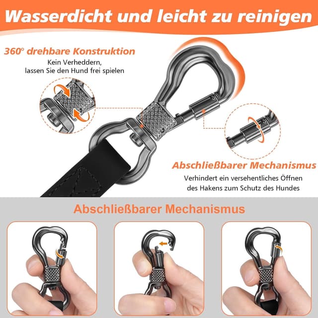 Detalle de X XBEN wasserdichte Schleppleine für Hunde mit abschließbarem Karabiner (3–30 m)