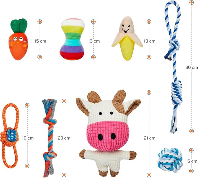 Detalle 2 de Toozey Hundespielzeug für kleine Hunde – 8-teiliges Welpenspielzeug-Set mit Quietschern und Baumwollseil