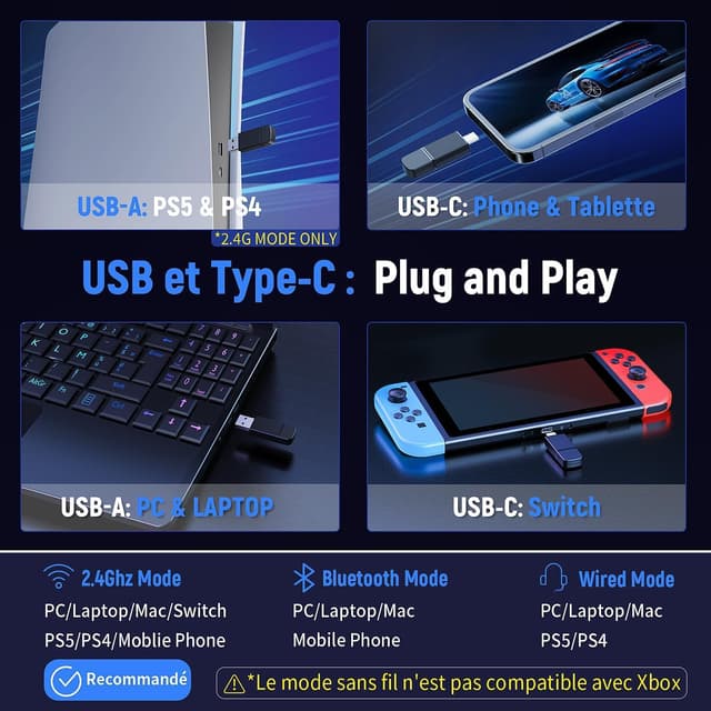 Thumbnail 6 de Tatybo WT01 Casque Gaming sans Fil