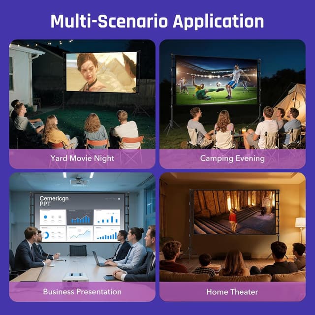 Thumbnail 6 de LEORFI telo schermo proiettore portatile 120 pollici 16:9 con treppiede, borsa e supporto regolabile