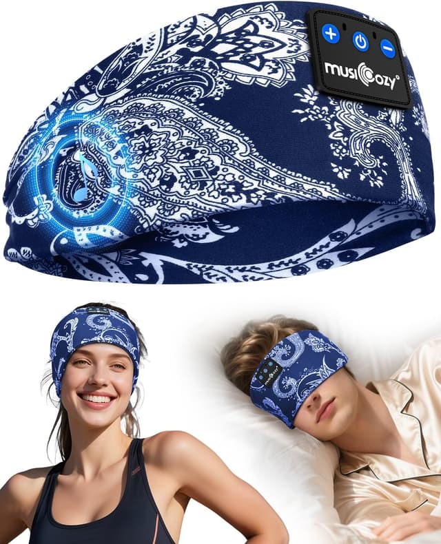 Detalle de MUSICOZY Bluetooth-Schlafkopfhörer: Schlafen, Reisen & Training ohne Kabel – für Seitenschläfer