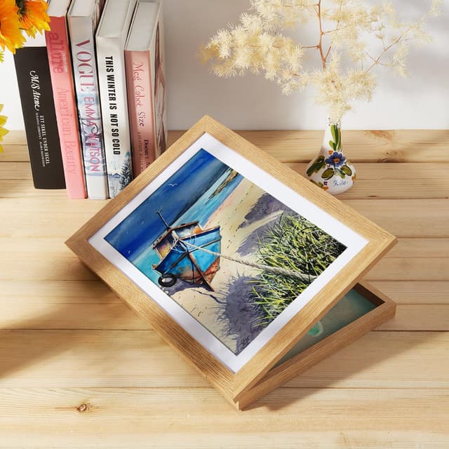 Detalle 2 de Kromapolis lot de 4 cadres photo A4 en MDF pour dessin d’enfant, couleur bois (collage)