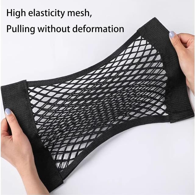 Thumbnail 2 de JCKD 2 pcs Black Adhesive Mesh Cargo Net 60 x 25cm