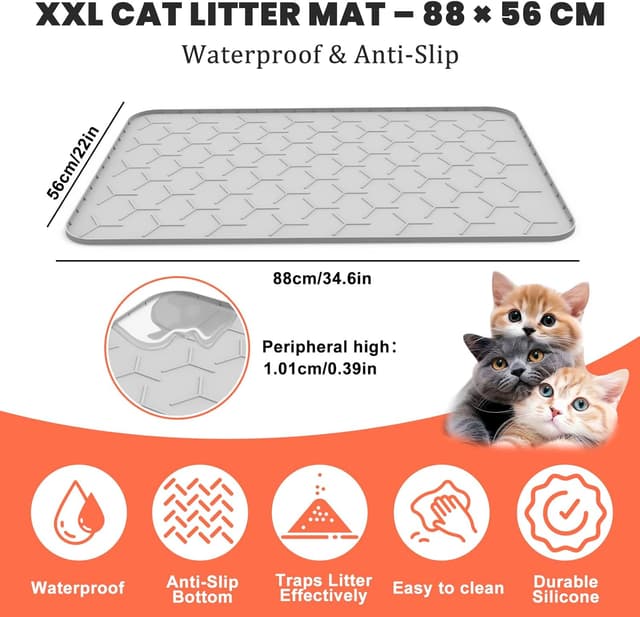 Detalle 2 de Katzenstreu Matte XXL 88 × 56 cm Grau