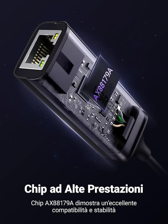 Thumbnail 4 de UGREEN Adattatore Ethernet USB-C a RJ45 1000 Mbps in alluminio (Thunderbolt 3) – convertitore di rete per MacBook, iPad e smartphone