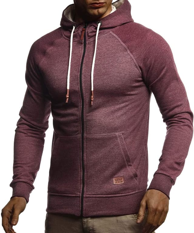 Detalle de Leif Nelson LN8124 – veste de survêtement à capuche homme en coton, coupe ajustée, noir