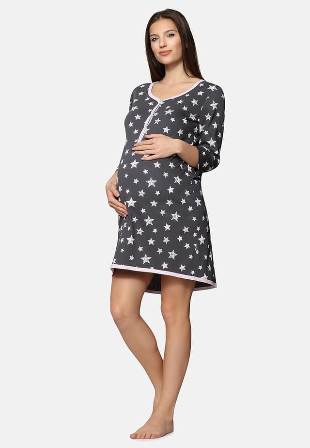 Detalle de Be Mammy Chemise de nuit grossesse, maternité & allaitement en coton