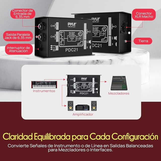 Thumbnail 2 de Pyle caja DI pasiva para guitarra y bajo 1/4