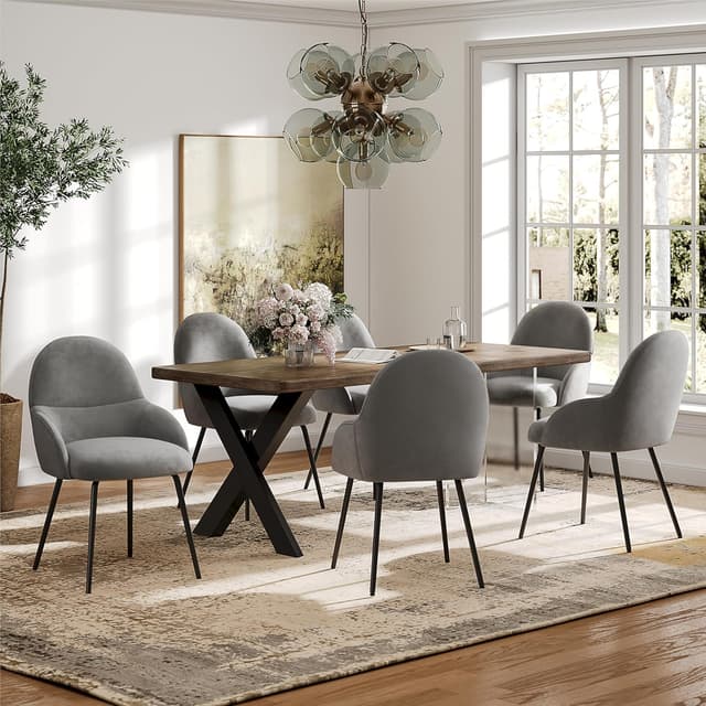 Detalle 2 de Set 6 sedie da pranzo con braccioli 55x60x87