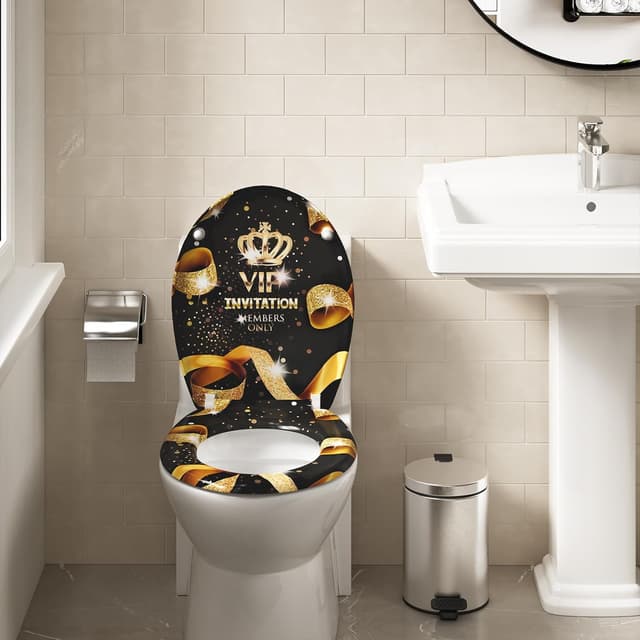 Detalle de WOLTU WC-Sitz mit Absenkautomatik „Golden VIP“ (Duroplast, Soft-Close)