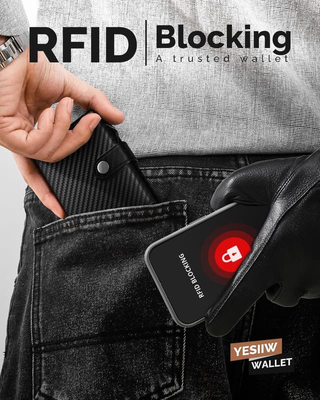 Detalle 2 de YESIIW Pop-up RFID leather trifold wallet, 9 cards đź‘›