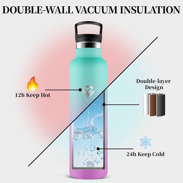 Detalle de Mujigaga borraccia termica da 1 litro in acciaio inox con cannuccia, senza BPA e anti-perdite