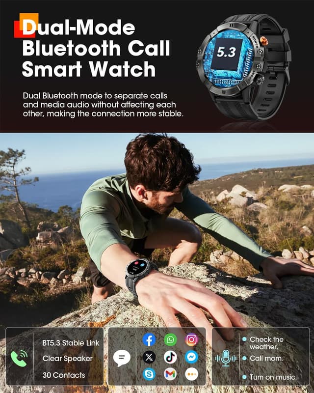 Thumbnail 4 de Military Smart Watch Bluetooth Call with 124 Modes