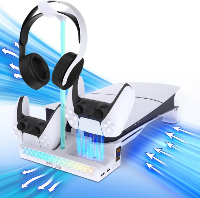 Detalle de Sehawei Soporte PS5 Slim con Ventilador y Cargador